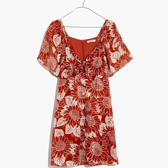 Madewell Dresses & Skirts - Silk Tie-Front Mini Dress in Sunflower